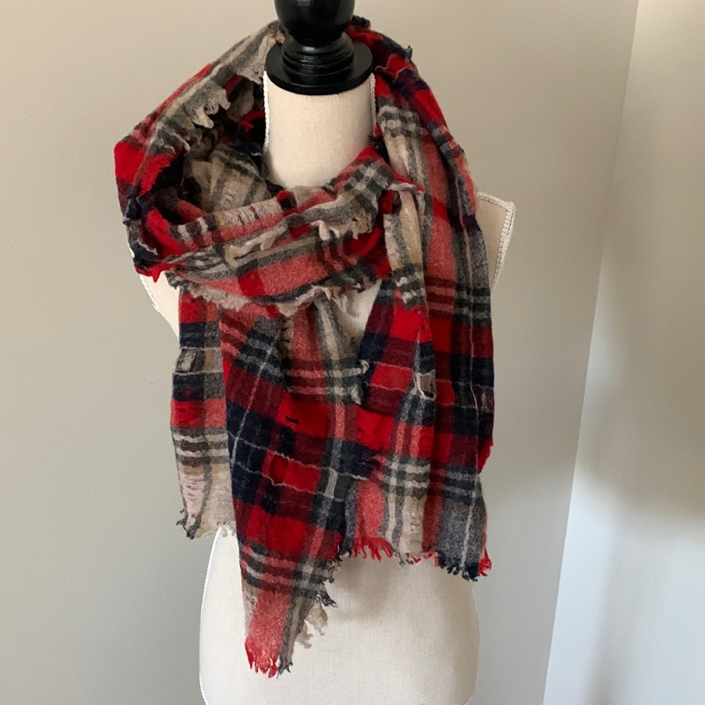 Madewell Plaid Destructed Scarf